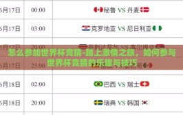 怎么参加世界杯竞猜-踏上激情之旅，如何参与世界杯竞猜的乐趣与技巧