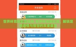 世界杯竞猜彩票规则-世界杯竞猜彩票，解锁足球激情与智慧的双重盛宴