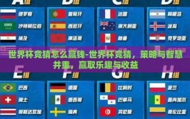 世界杯竞猜怎么赢钱-世界杯竞猜，策略与智慧并重，赢取乐趣与收益