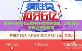 世界杯竞猜什么软件好-世界杯竞猜，选择最佳软件的智慧指南