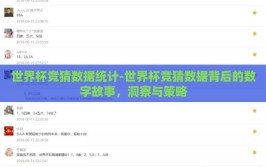 世界杯竞猜数据统计-世界杯竞猜数据背后的数字故事，洞察与策略