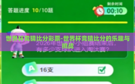 世界杯竞猜比分彩票-世界杯竞猜比分的乐趣与挑战