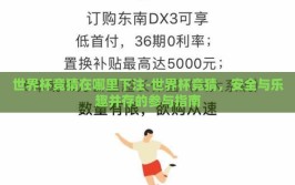世界杯竞猜在哪里下注-世界杯竞猜，安全与乐趣并存的参与指南