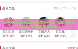 世界杯竞猜怎么赢钱-世界杯竞猜，策略与智慧并重，赢取乐趣与收益
