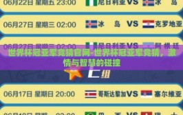 世界杯冠亚军竞猜官网-世界杯冠亚军竞猜，激情与智慧的碰撞