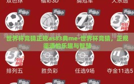 世界杯竞猜正规as83典me-世界杯竞猜，正规渠道的乐趣与智慧