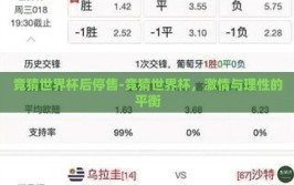 竞猜世界杯后停售-竞猜世界杯，激情与理性的平衡