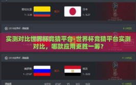 实测对比世界杯竞猜平台-世界杯竞猜平台实测对比，哪款应用更胜一筹？