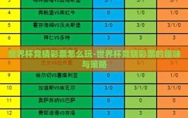 世界杯竞猜彩票怎么玩-世界杯竞猜彩票的趣味与策略