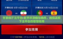世界杯下注平台-世界杯激情与理性，选择正规下注平台的智慧指南