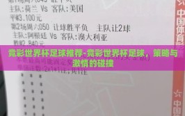 竞彩世界杯足球推荐-竞彩世界杯足球，策略与激情的碰撞