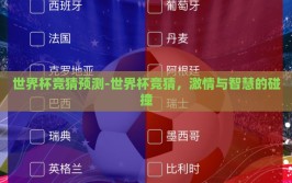 世界杯竞猜预测-世界杯竞猜，激情与智慧的碰撞