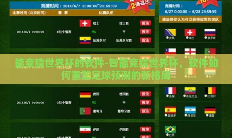 能竞猜世界杯的软件-智能竞猜世界杯,软件如何重塑足球预测的新格局 能竞猜世界杯的软件-智能竞猜世界杯,软件如何重塑足球预测的新格局