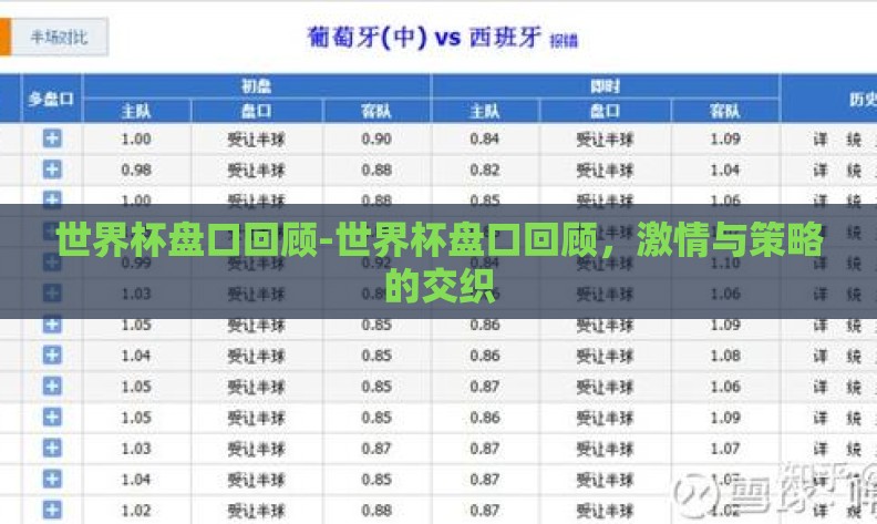 世界杯盘口回顾-世界杯盘口回顾,激情与策略的交织 世界杯盘口回顾-世界杯盘口回顾,激情与策略的交织