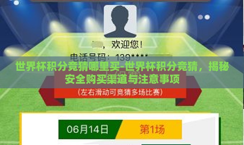 世界杯积分竞猜哪里买-世界杯积分竞猜,揭秘安全购买渠道与注意事项 世界杯积分竞猜哪里买-世界杯积分竞猜,揭秘安全购买渠道与注意事项