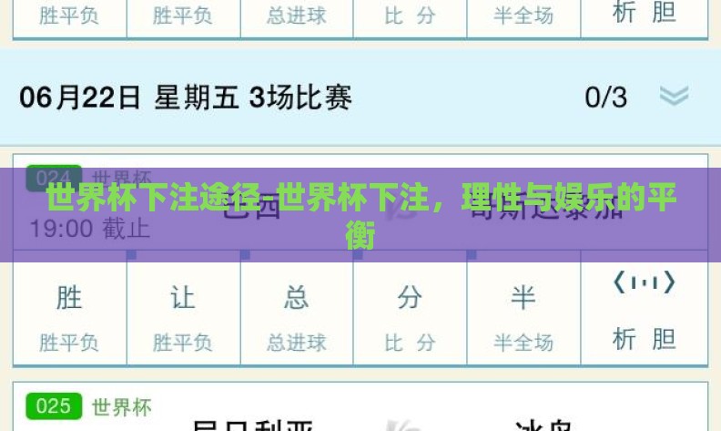 世界杯下注途径-世界杯下注,理性与娱乐的平衡 世界杯下注途径-世界杯下注,理性与娱乐的平衡