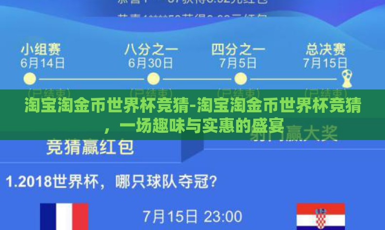 淘宝淘金币世界杯竞猜-淘宝淘金币世界杯竞猜,一场趣味与实惠的盛宴 淘宝淘金币世界杯竞猜-淘宝淘金币世界杯竞猜,一场趣味与实惠的盛宴