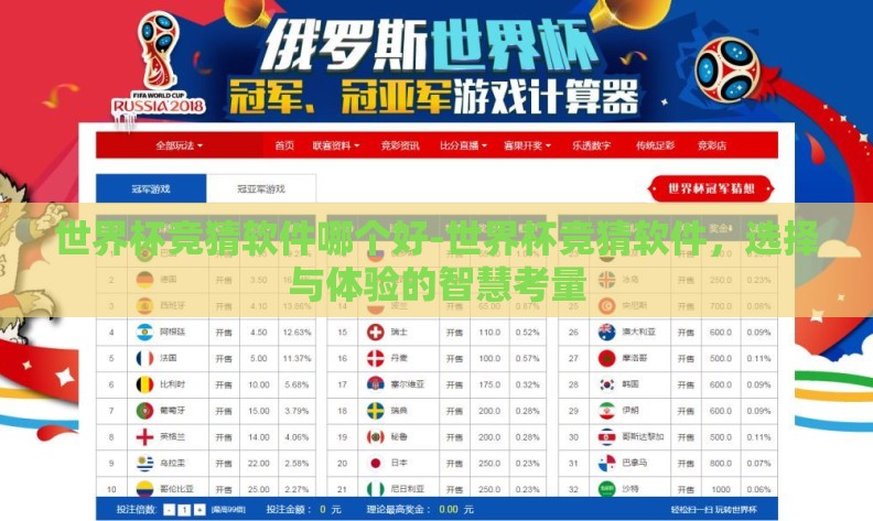 世界杯竞猜软件哪个好-世界杯竞猜软件，选择与体验的智慧考量
