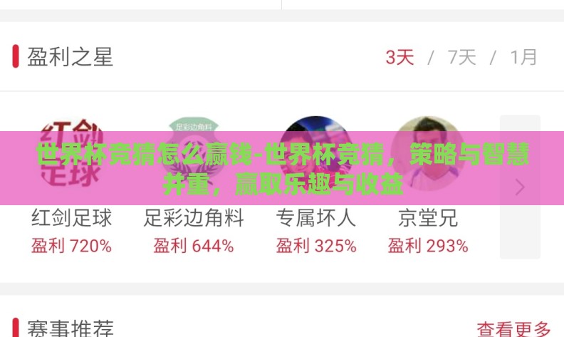 世界杯竞猜怎么赢钱-世界杯竞猜，策略与智慧并重，赢取乐趣与收益