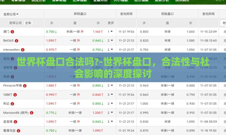 世界杯盘口合法吗?-世界杯盘口，合法性与社会影响的深度探讨