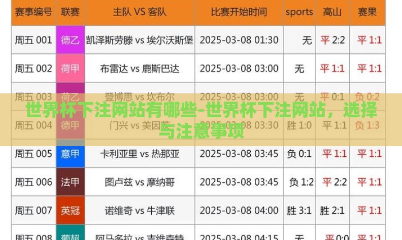 世界杯下注网站有哪些-世界杯下注网站，选择与注意事项