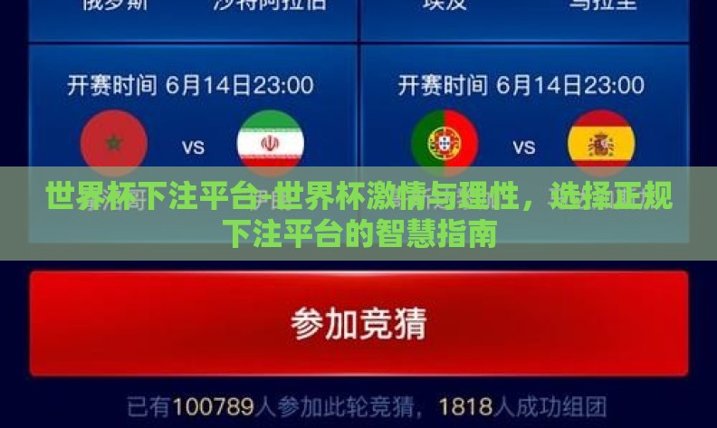 世界杯下注平台-世界杯激情与理性，选择正规下注平台的智慧指南