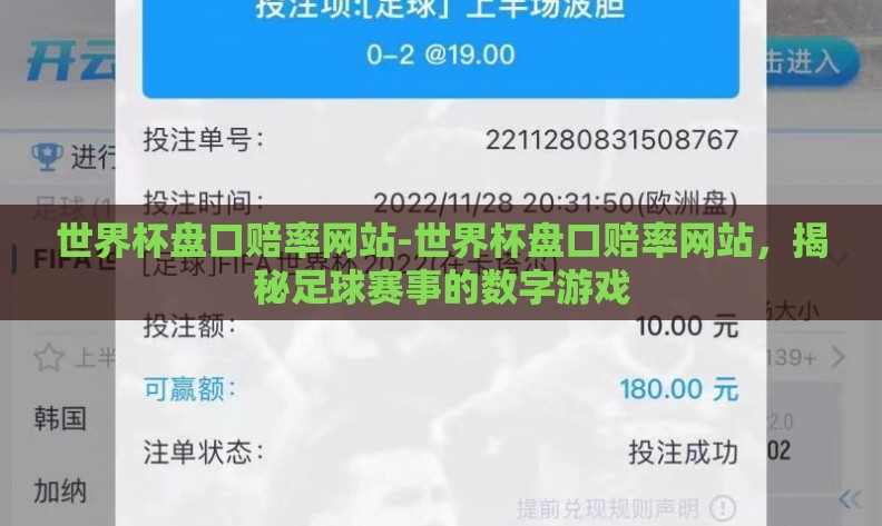 世界杯盘口赔率网站-世界杯盘口赔率网站,揭秘足球赛事的数字游戏 世界杯盘口赔率网站-世界杯盘口赔率网站,揭秘足球赛事的数字游戏