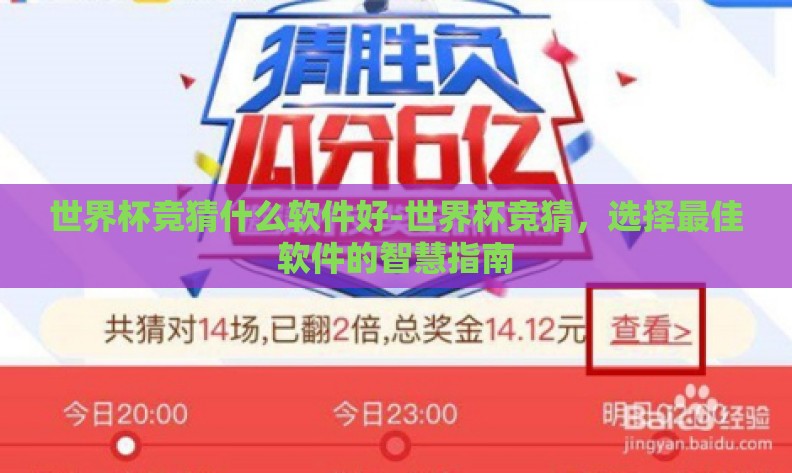 世界杯竞猜什么软件好-世界杯竞猜，选择最佳软件的智慧指南