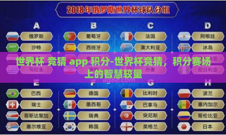 世界杯 竞猜 app 积分-世界杯竞猜，积分赛场上的智慧较量