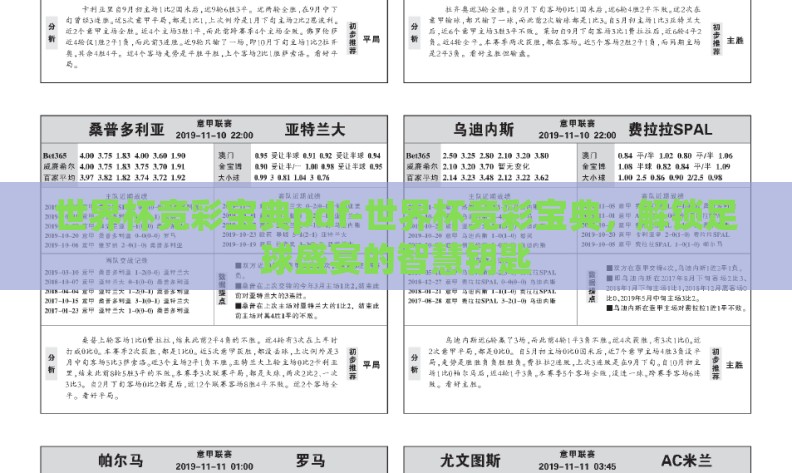 世界杯竞彩宝典pdf-世界杯竞彩宝典，解锁足球盛宴的智慧钥匙